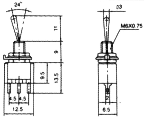 Miniatur-Kippschalter McPower, 250V/3A, 3-polig, 2 Stellungen: EIN / EIN
