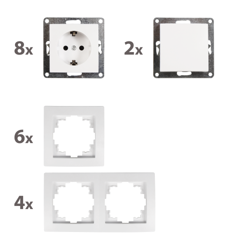 Schalter und Steckdosen Set McPower Flair Standard, 20-teilig, weiß
