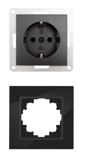 Schutzkontakt-Steckdose McPower Flair, 250V~/16A, UP, Einsteckschutz, anthrazit
