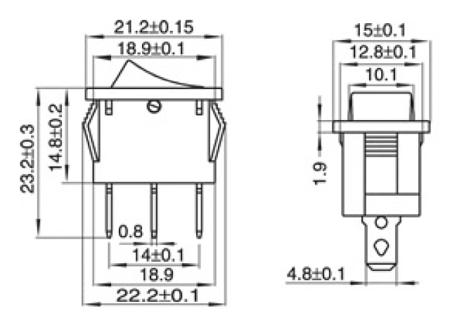 Wippenschalter McPower, 3-polig, schwarze Wippe, AC 250V/6A
