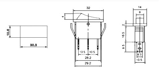 Wippenschalter McPower, beleuchtet, 3-polig, 250V~/15A, Stellungen: EIN/AUS
