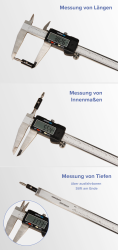 digitale Schieblehre McPower MS-300 300mm, LC-Display, mm und inch
