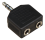 Klinke-Adapter, stereo 2x 3,5mm Kupplung auf 3,5mm Stecker
